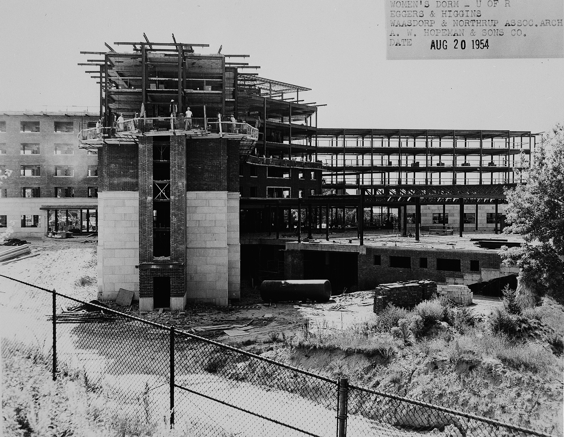 Construction progress as of August 20, 1954